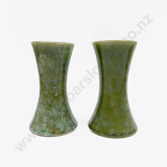 Pair of Green Glazed Temuka Vases