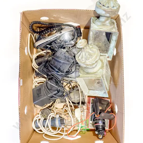 Box of Assorted Vintage Lamps & Lanterns etc