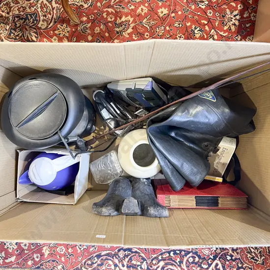 Box of Assorted including Skellerup Anglers Fishing Boots and Crock