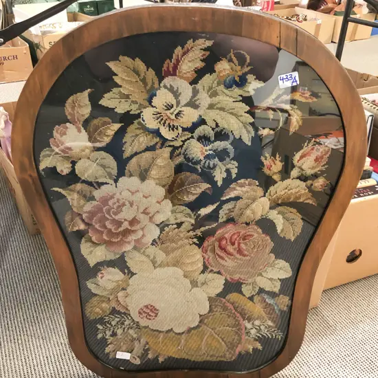 Framed Vict Needlepoint Firescreen Panel