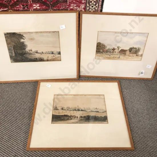 Set of Three Mid C19th Watercolours