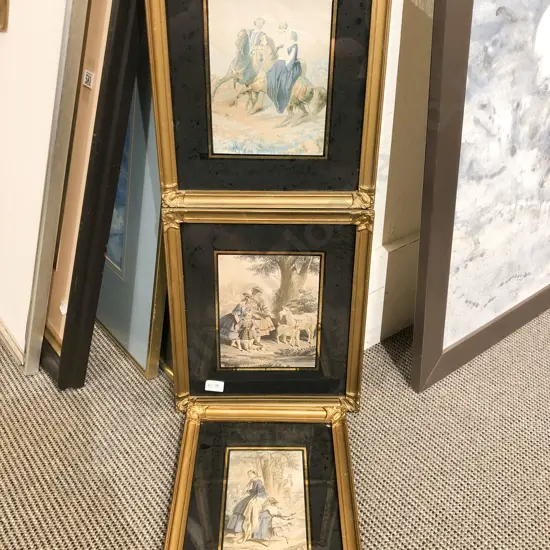 Set of Three Framed Baxter Prints