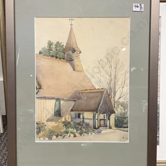 Unknown Artist - Church in Winter - Watercolour