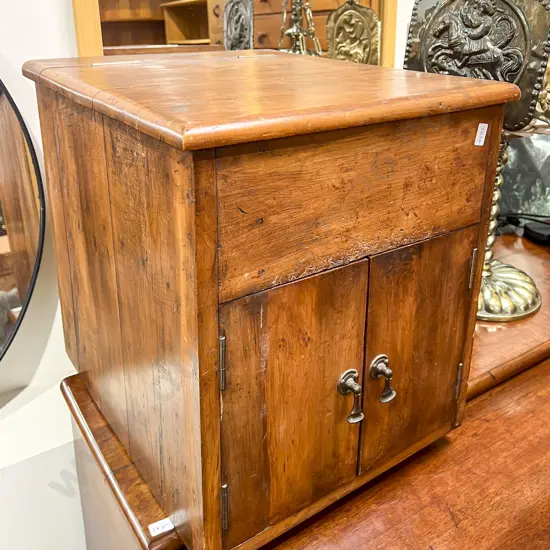 Vintage Coal Cabinet with Tilt Top & Tray to Interior