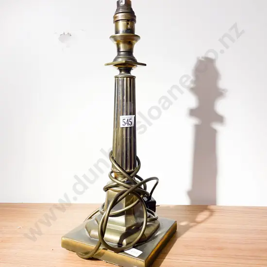 Heavy Brass Column Form Table Lamp