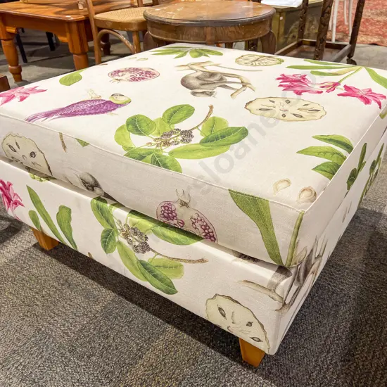 Large Modern Upholstered Footstool with Matching Squab