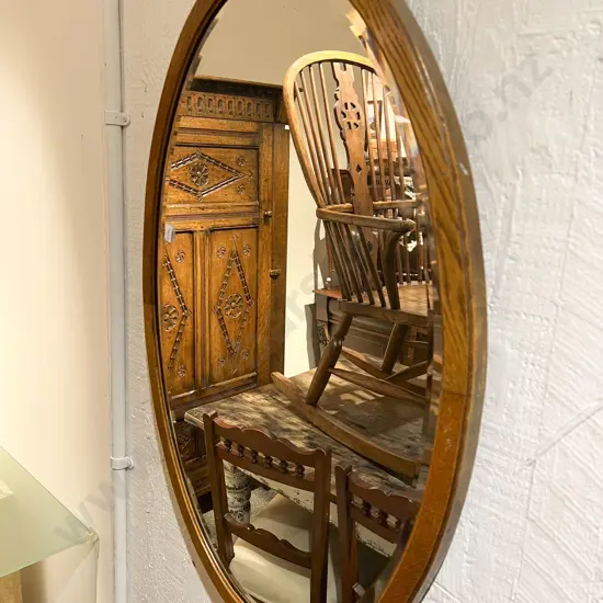 Oak Oval Bevel Edged Wall Mirror