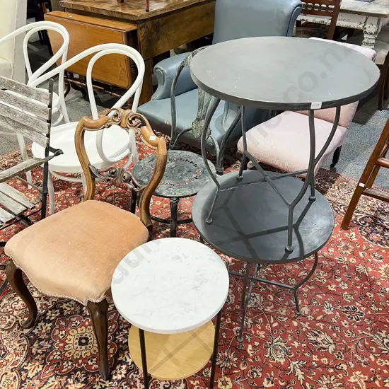 Pair of Outdoor Side Tables & Chair together with Other