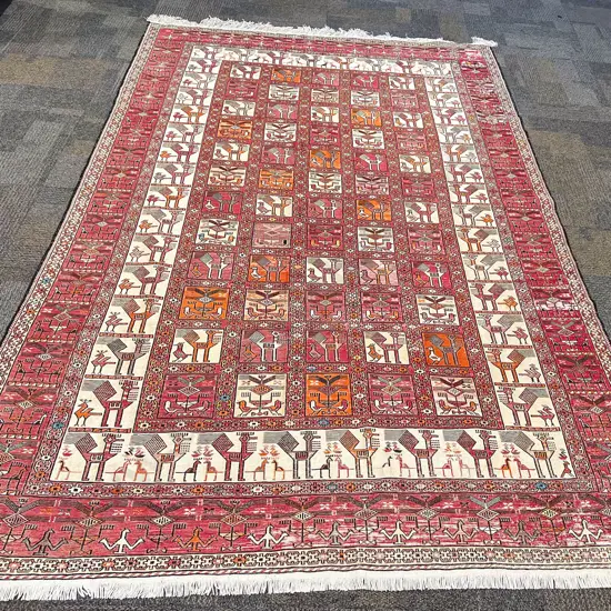 Turkish Pictorial Silk/Cotton Floor Rug