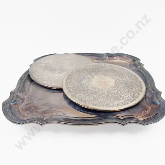 Walker & Hall S/Plate Square Salver & Two Placemats