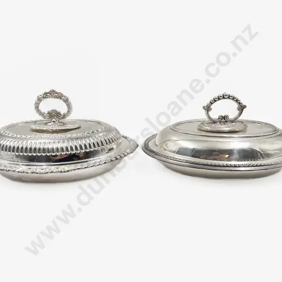 Pair of S/Plate Oval Entree Dishes & Covers