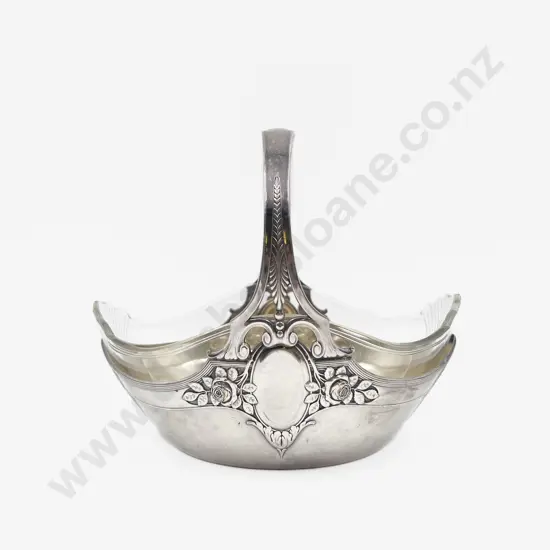 Art Nouveau WMF Style Bon Bon Basket with Original Glass Liner