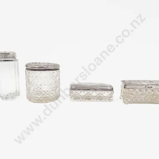 Four S/S Topped Vanity Jars One Pin Dish (a/f)