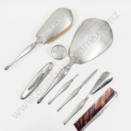 American Birks Sterling Silver 8pce Dressing Table Vanity Set