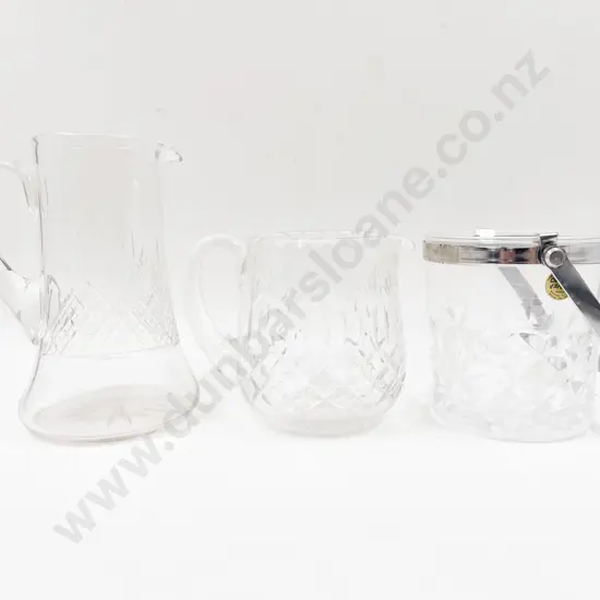 Two Crystal Jugs together with Ice Bucket