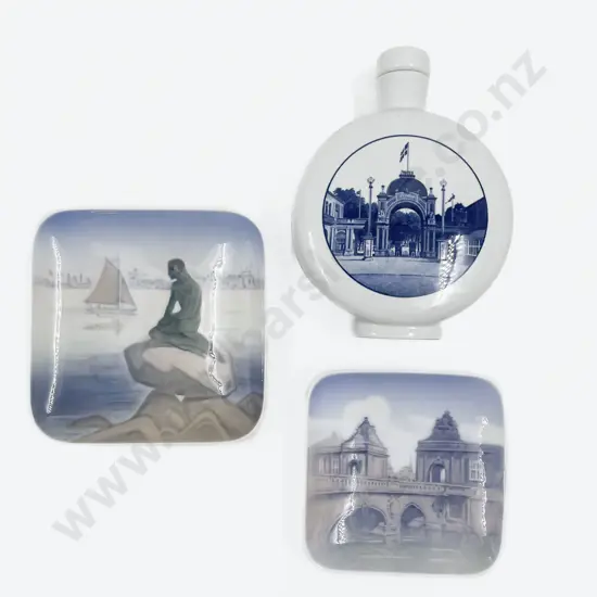 Three Pieces of  Royal Copenhagen incl Two Dishes & Decanter