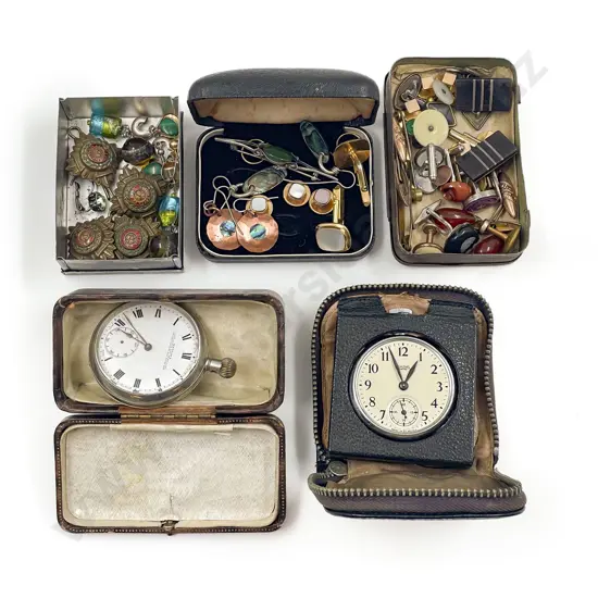 Small Collection of NZ Jewellery Cufflinks and Two Pocket Watches