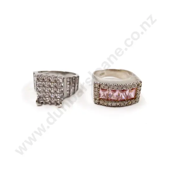 Two .925 Diamante Dress Rings
