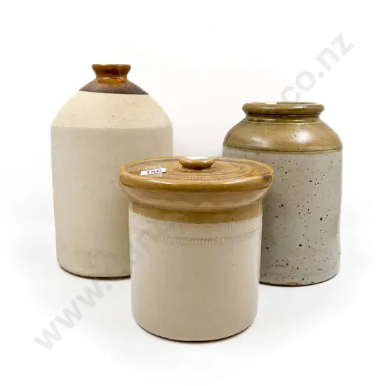 Three Assorted Stoneware Crocks