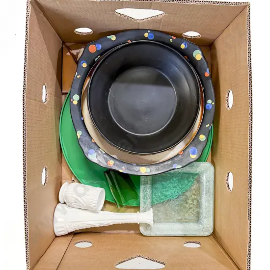 Box of Assorted China & Glassware etc