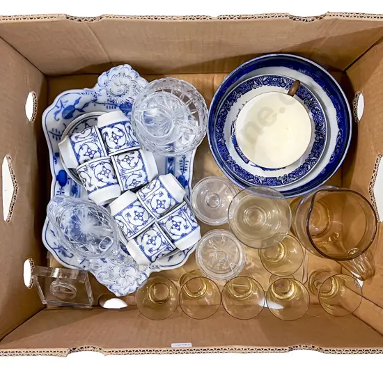 Box of Assorted China & Glassware