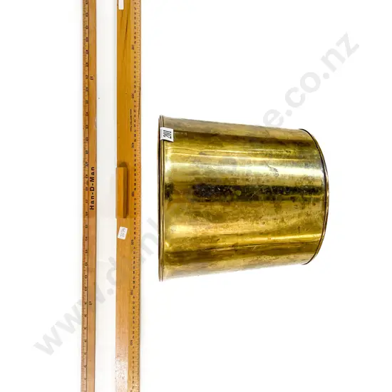 Two Vintage Wooden Rulers in Brass Bin