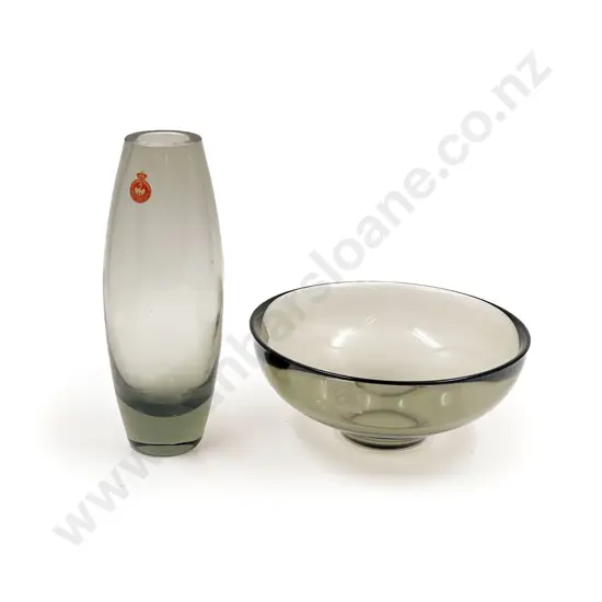 Holmgaard Vase together with Orrefors Bowl