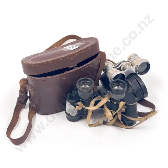 Pair of French MOP Opera Glasses together with Binoculars