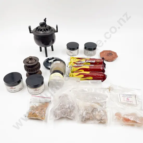 Quantity of Assorted Incense Materials together with Censor