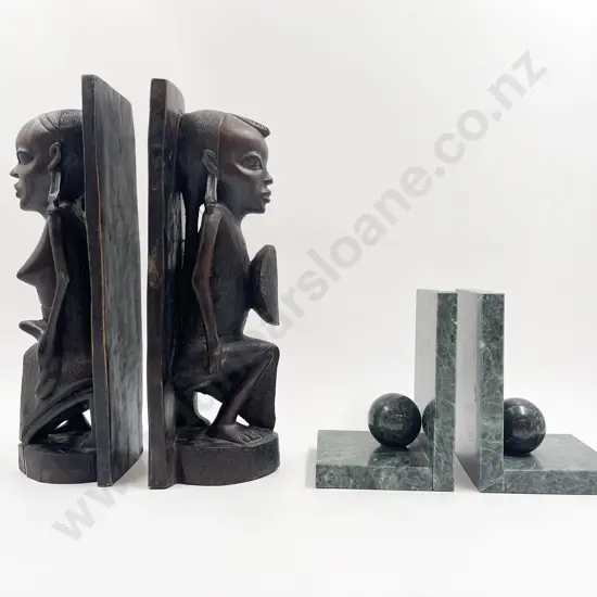 Pair of Marble Bookends and Other Figural Bookends
