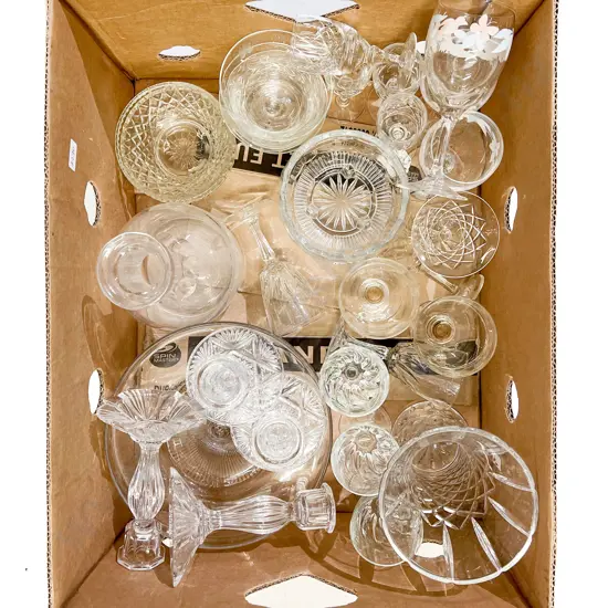 Box of Assorted Crystal & Glassware