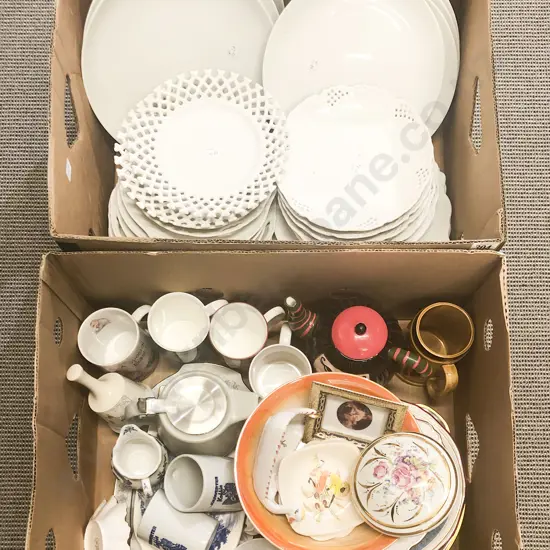Two Boxes of Assorted Fancy China & Ornaments etc
