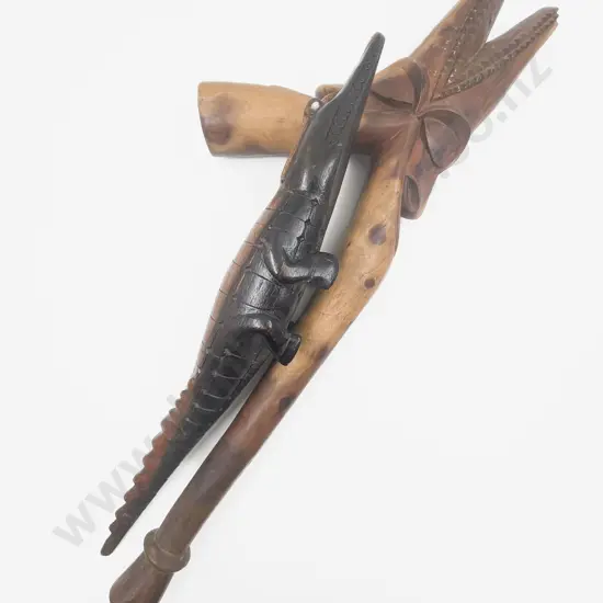 Tourist Artefact Club with Wooden Carved Crocodile