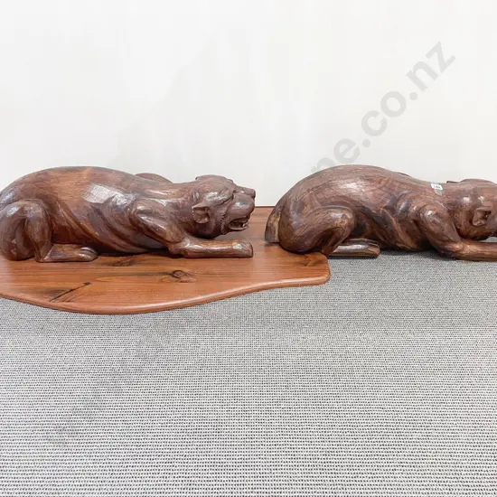 Pair of Carved Leopards