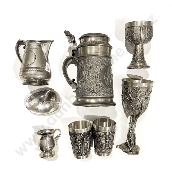 Box Of Modern Pewter Items