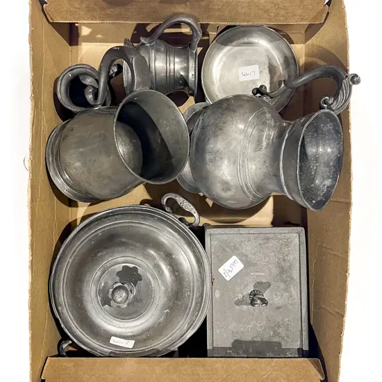7 Various Antique Pewter Items