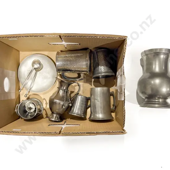 Box Of Modern Pewter Items
