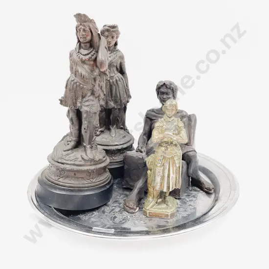 Three Bronze Style Figures and Other