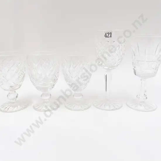 Five Assorted Waterford Crystal Glasses