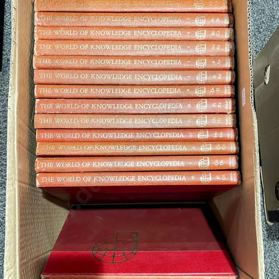 Box of Assorted "The World of Knowledge" Encylopedias