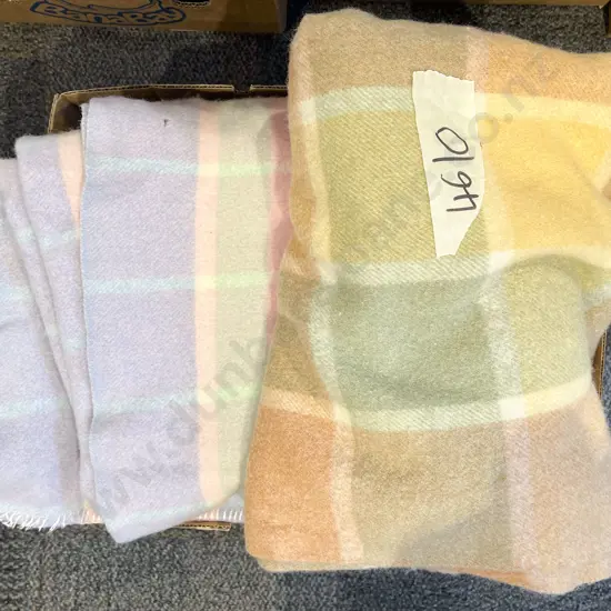 Two Pairs of Woollen Travel Blankets