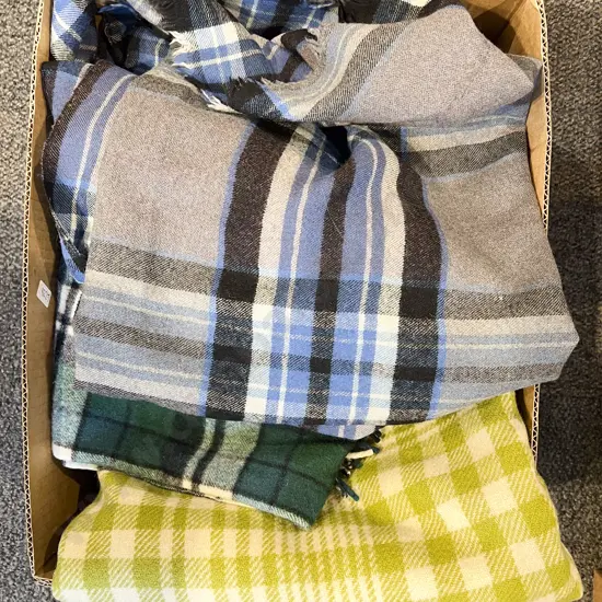 Quantity of Assorted Woollen Travel Blankets etc