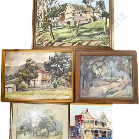 Four Assorted Framed Original Works together with George Thompson Oil on Canvas
