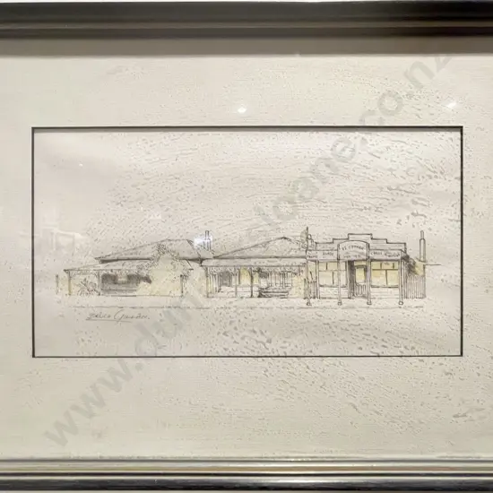 Bruce Gillan - "Eastbourne Shops" - Mixed Media on Paper