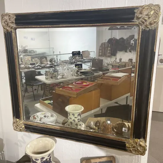 Gilt & Ebonised Bevell Edged Wall Mirror