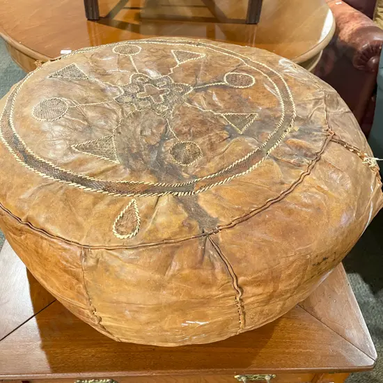 Vintage Leather Pouffe (Faults)