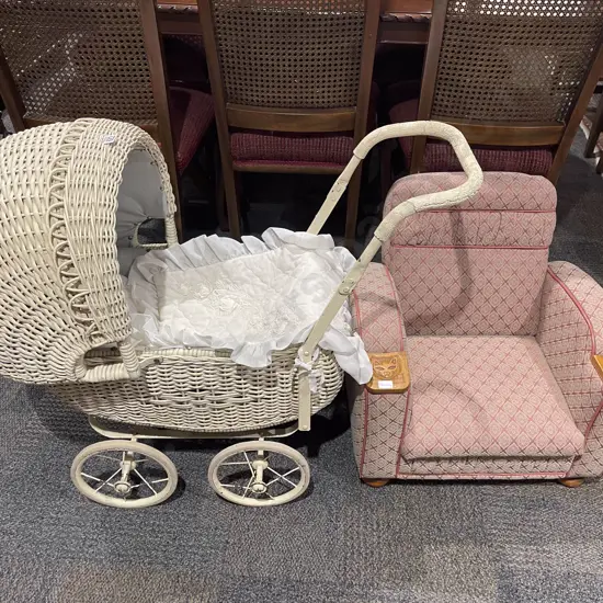 Vintage Dolls Pram & Child's Chair