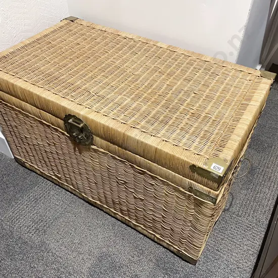Brass Bound Rattan Blanket Chest