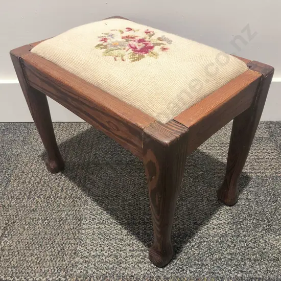 Oak Tapestry Topped Footstool (Faults)