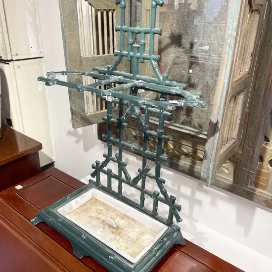 Painted Cast Iron Faux Bamboo Umbrella Stand